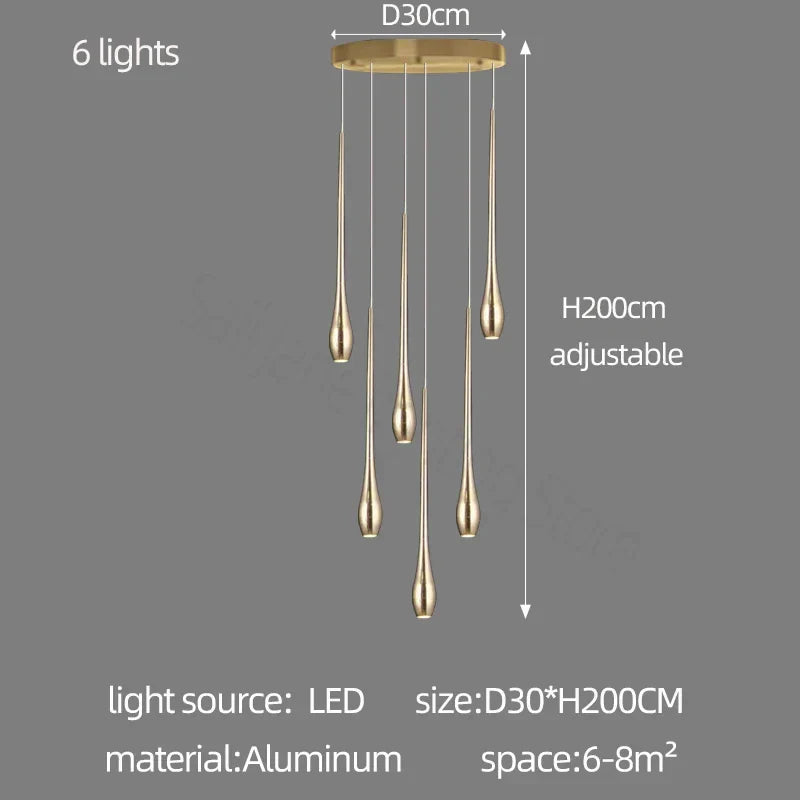 DecorBites™ Gold-Plated LED Ceiling Chandelier for Staircase, Living Room, Kitchen, Attic