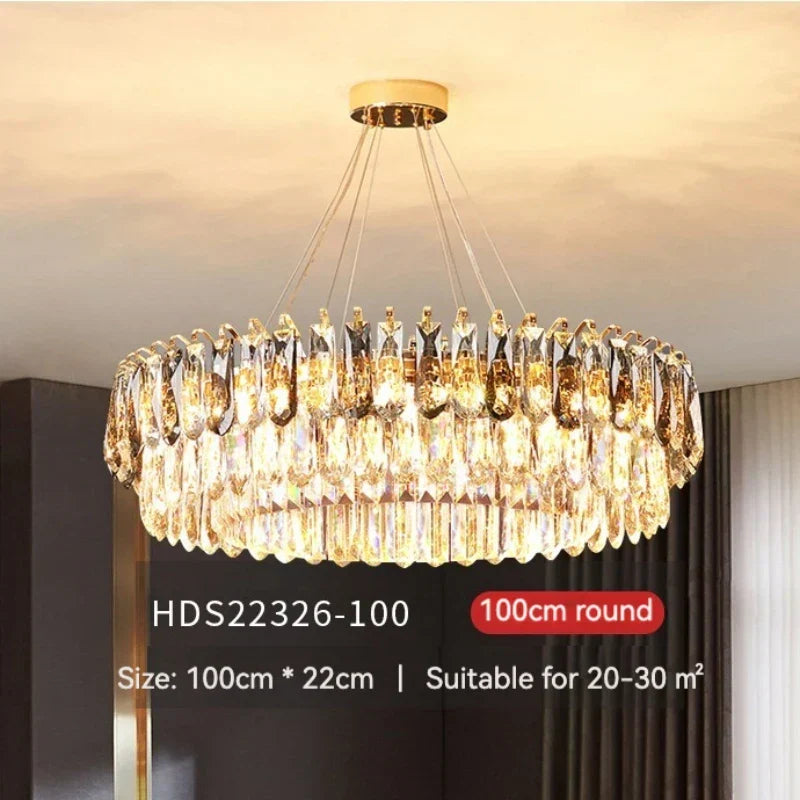 DecorBites™ ثريا كريستال ذهبية: إضاءة فاخرة لغرفة الطعام والمعيشة وغرفة النوم وجزيرة المطبخ