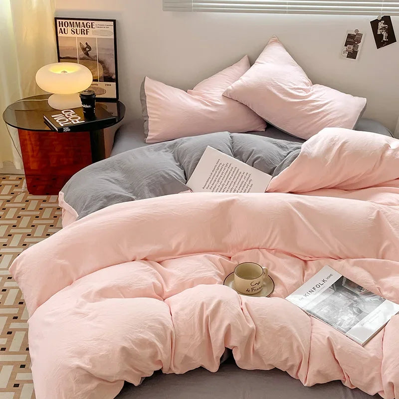 DecorBites™ Cotton Bedding Set: Soft Duvet Sheets, Pillowcases, Comforter Set - All Seasons Comfort