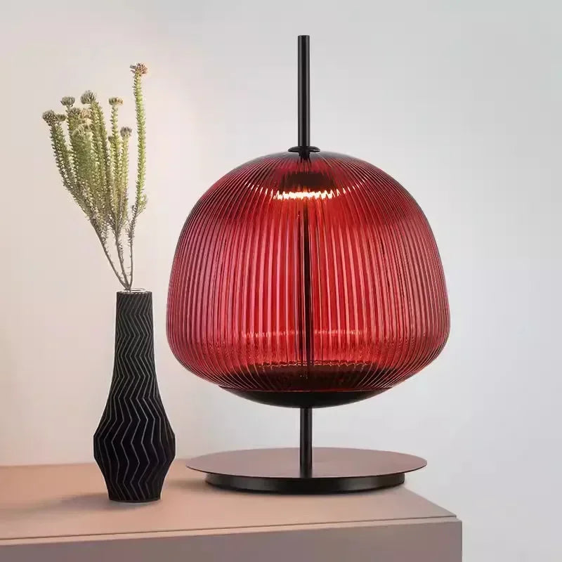 DecorBites™ Green Red Glass Table Lamp LED Lighting for Bedroom and Living Room