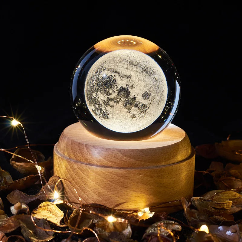 DecorBites™ Crystal Ball Music Box: Rotating Light Projection, Birthday & Valentine's Day Gift