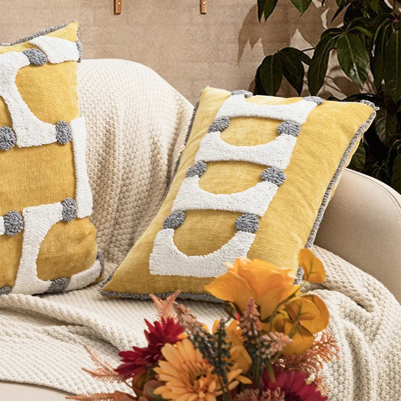 DecorBites™ Geometric Tufted Plush Cushion Cover for Stylish Home Decor