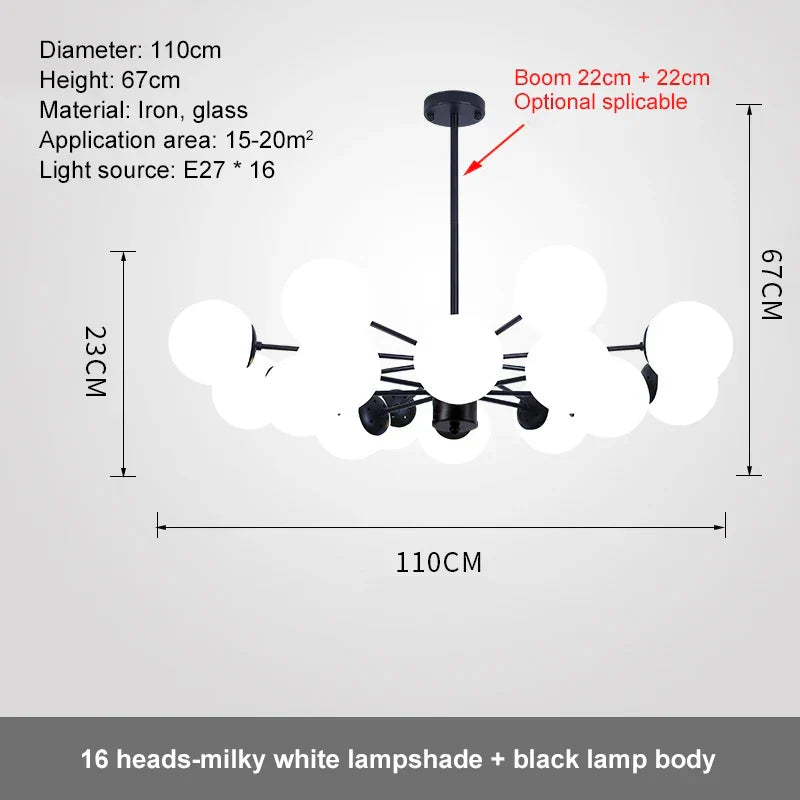 DecorBites™ Glass Ball LED Chandelier for Bedroom and Dining Room