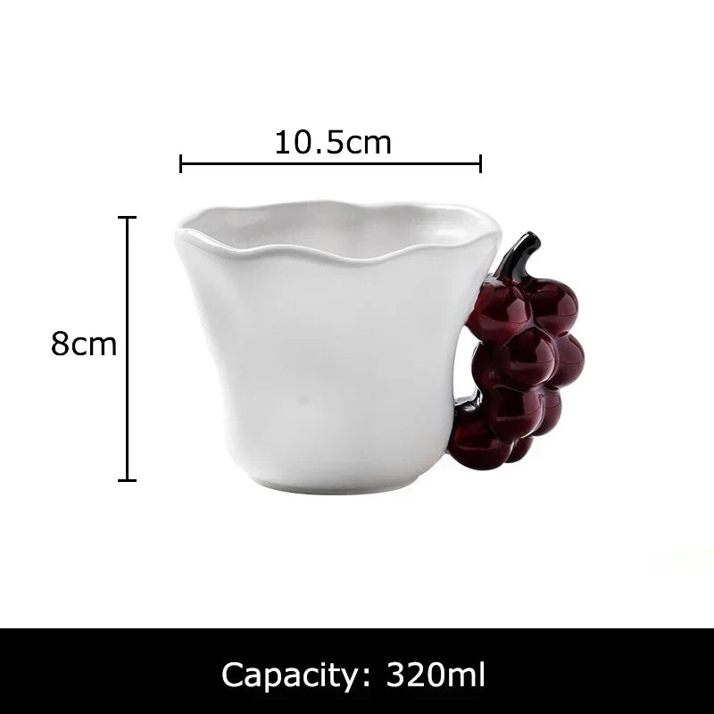 DecorBites™ Fun Fruits Ceramic Mug Lemon/grape Dining Coffee Afternoon Tea Cup