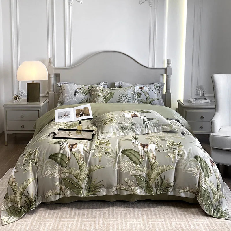 DecorBites™ 3D Printed Faux Silk Bedding Set - Cooling, Skin-Friendly, Non-Fading Comfort