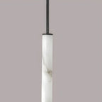 Cylindrical Marble Pendant Light in Black Brass