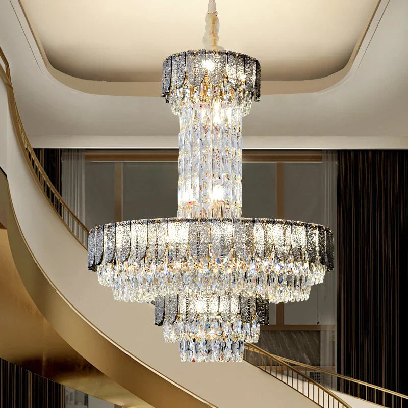 DecorBites™ Crystal Chandelier: Postmodern Multi-layer Luxury for Living Room, Hotel Lobby, and Villa