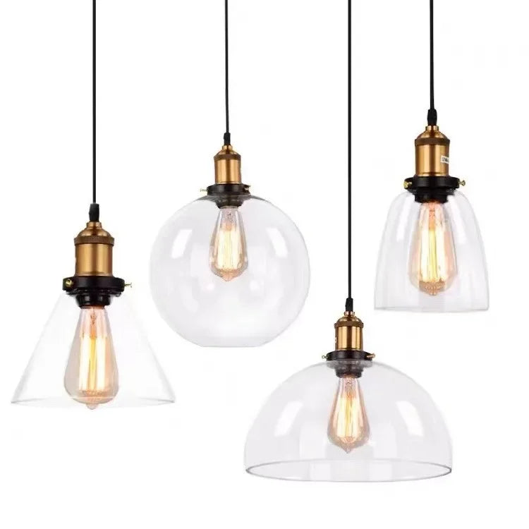 Retro Industrial Gray Glass Pendant Light