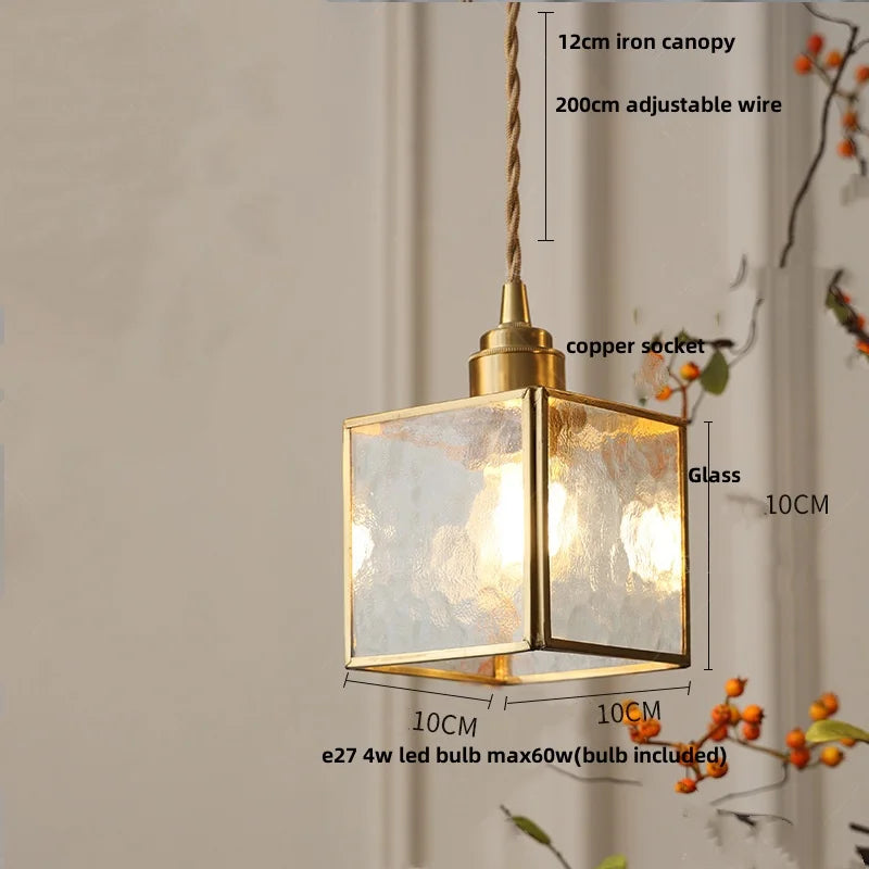 DecorBites™ Antique Glass LED Pendant Lamp, Adjustable Loft Kitchen Light Fixture