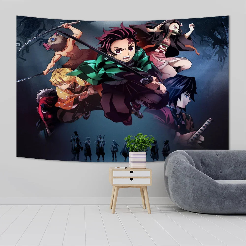 DecorBites™ Demons Slayer Anime Cloth Wall Tapestry Room Decor