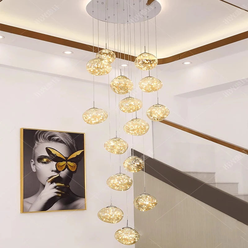 Modern Glass Staircase Pendant Chandelier