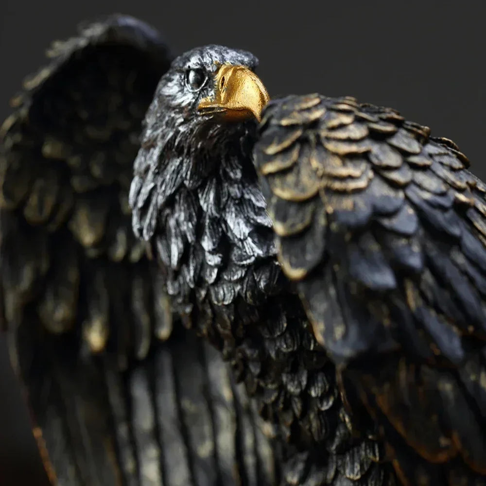 DecorBites™ Statue d'aigle en résine pour la décoration de la maison et du bureau, symbolisant la richesse et le pouvoir