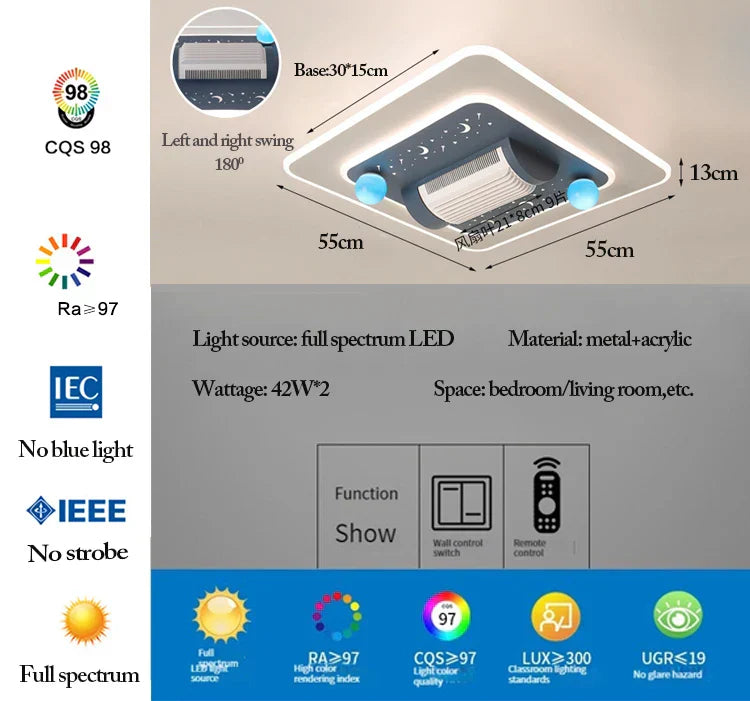 مروحة سقف DecorBites™ LED بدون شفرات مع جهاز تحكم عن بعد لغرفة المعيشة الحديثة