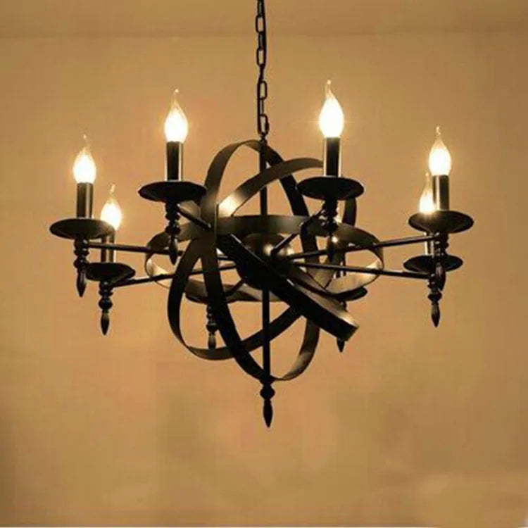 DecorBites™ Industrial Iron Chandelier | Retro Globe Pendant Lighting for Living Room & Kitchen