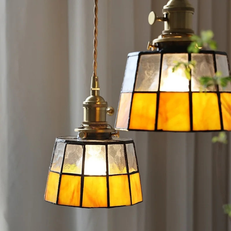 DecorBites™ Brass LED Pendant Light with Adjustable Glass & Wood Hang Lamp