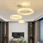Modern Crystal Ring Pendant Chandelier In Gold Or Silver