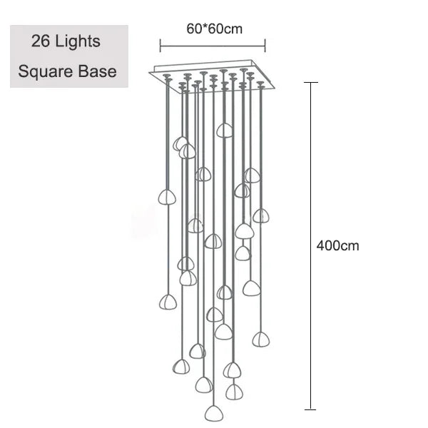 DecorBites™ Crystal Ball Chandelier: Long Adjustable Staircase Pendant Light perfect for Home & Restaurant
