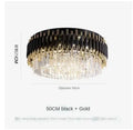 ثريات سقف كريستالية ذهبية وسوداء من DecorBites™: مصابيح LED معلقة عصرية مستديرة للمطابخ لإضاءة المنزل