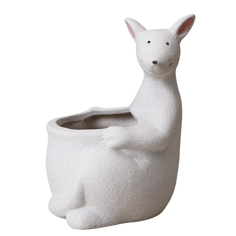 DecorBites™ Kangaroo Cartoon Ceramic Flower Pot Vase for Cactus Succulents and Plants