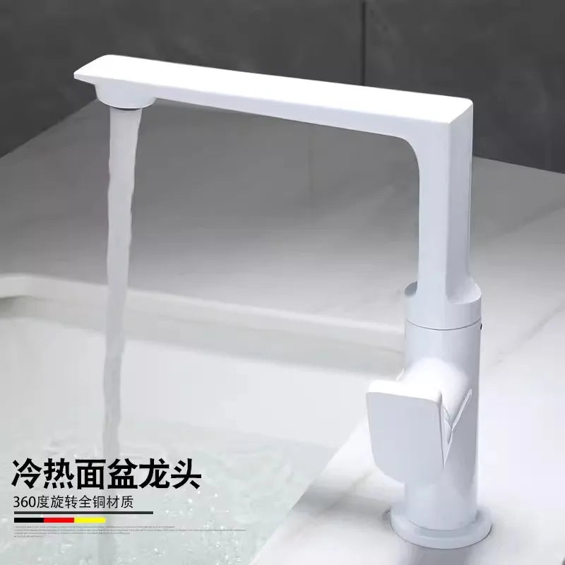 DecorBites™ صنبور حوض الحمام نحاسي ذهبي، خلاط ماء ساخن وبارد بمقبض واحد