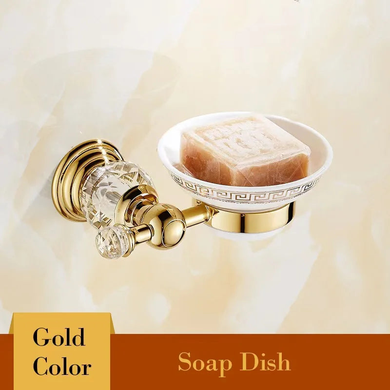DecorBites™ Crystal Bathroom Towel Rack: European Style Hardware Bath Organizer