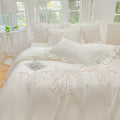 DecorBites™ Ice Silk Embroidered Ruffles Duvet Set with Cool & Skin-Friendly Feel