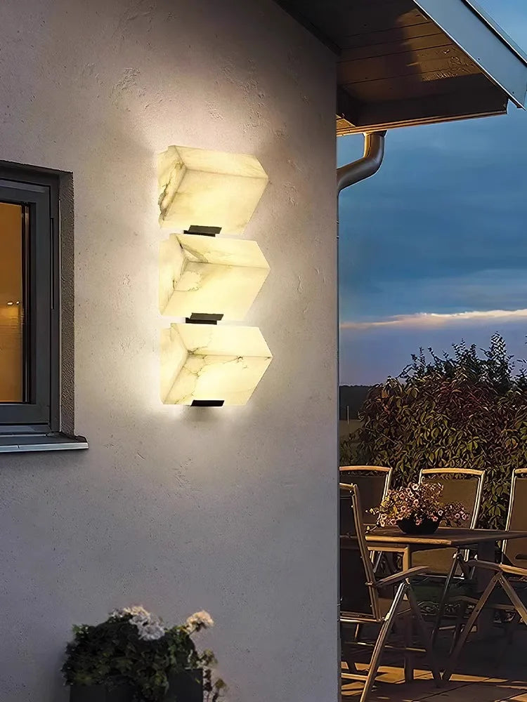 DecorBites™ Art Deco Marble Cube LED Wall Sconce Indoor Outdoor IP54 Waterproof