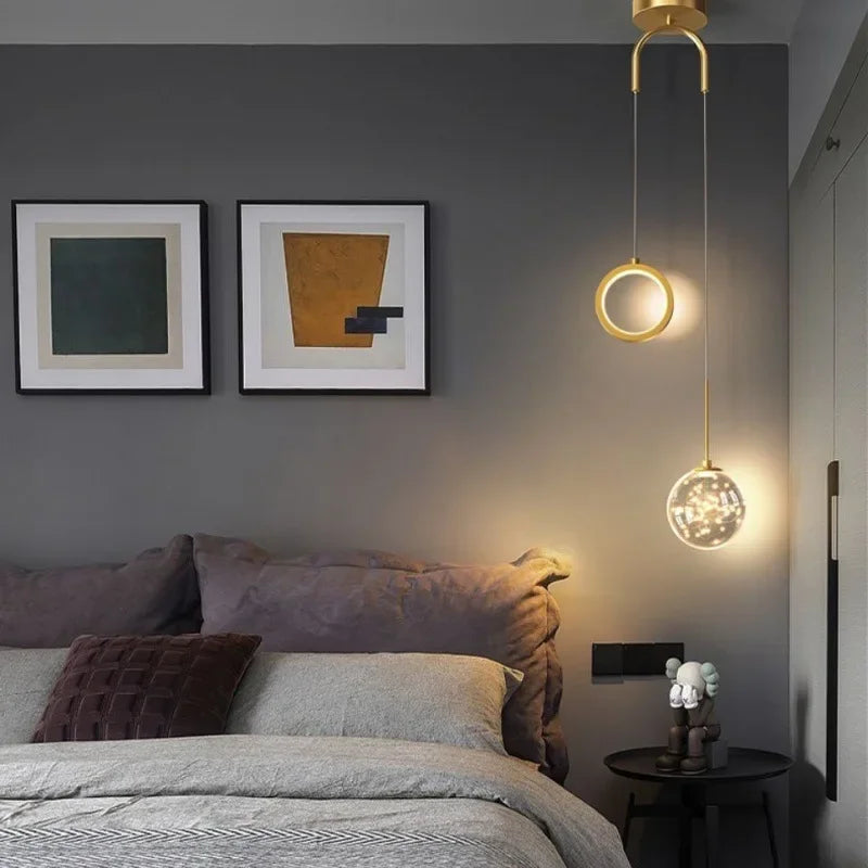 DecorBites™ Gold Ring LED Pendant Light for Luxury Ceiling Decor