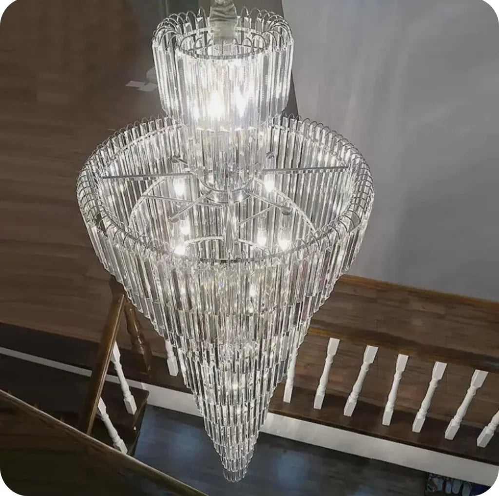 ثريات LED "ديكور بايتس" الذهبية الكريستالية للمباني الدوبلكس - ديكور الدرج الفاخر