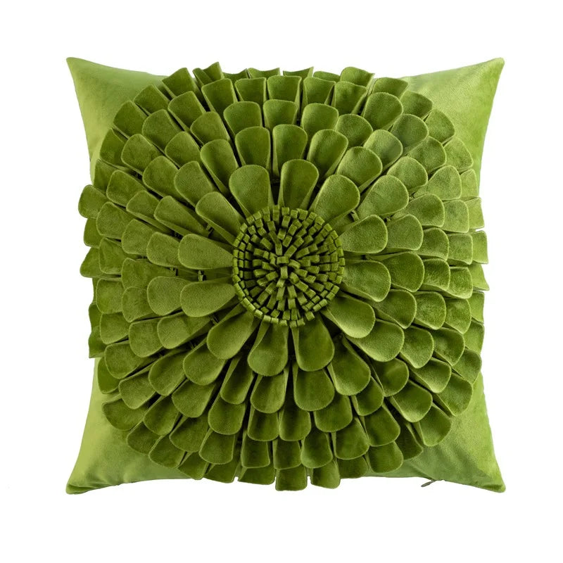 غطاء وسادة ديكور بايتس™ Green Flower لمقعد السيارة والأريكة، ديكور منزلي، وسادة مربعة
