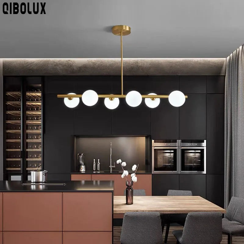 مصباح معلق DecorBites™ الذهبي الكروي الزجاجي LED لإنارة المطابخ وغرف الطعام