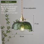 Vintage Green Glass Pendant Light With Brass Finish