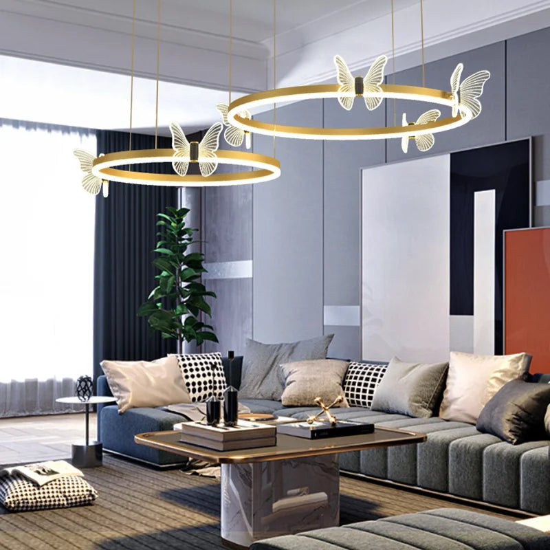 DecorBites™ ثريا الفراشة LED المعلقة لغرفة المعيشة الحديثة