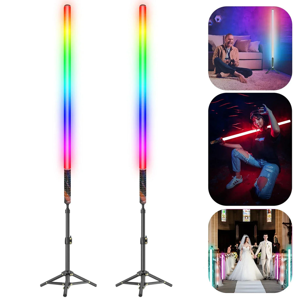 مجموعة حامل ثلاثي القوائم لمصباح LED من DecorBites™: وضع الموسيقى Mood1 RGB بطول 85 سم لتصوير الفيديو والاستوديو