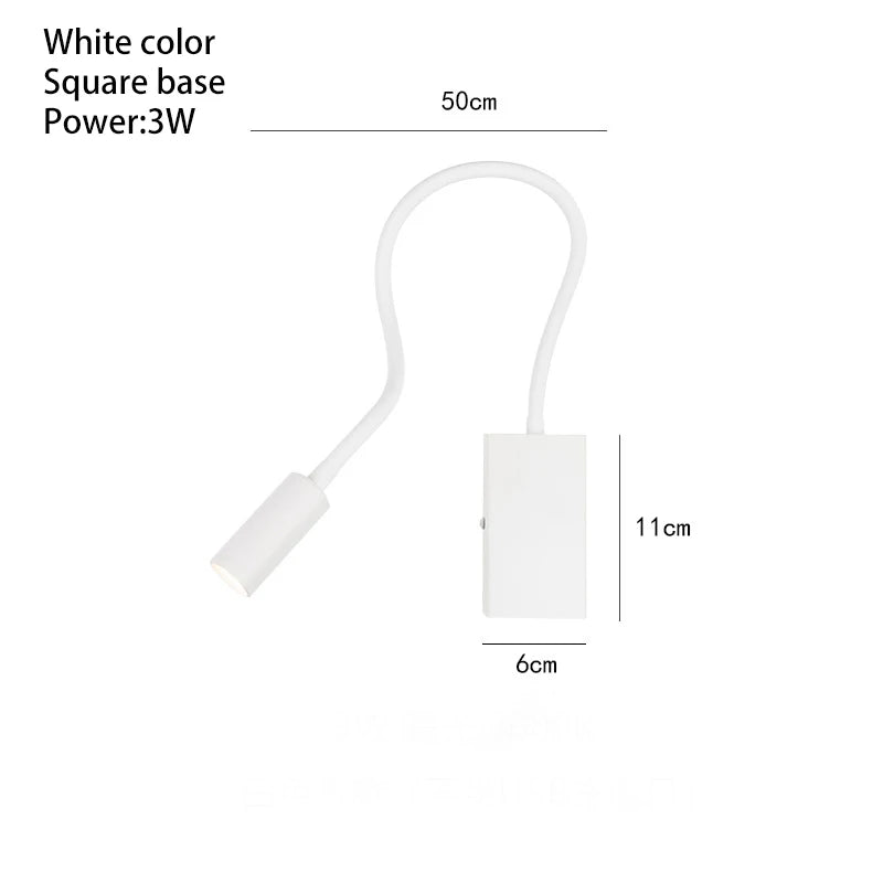 DecorBites™ 3W LED Wall Spot Light with On/Off Switch, Flexible Desk Reading Lamp