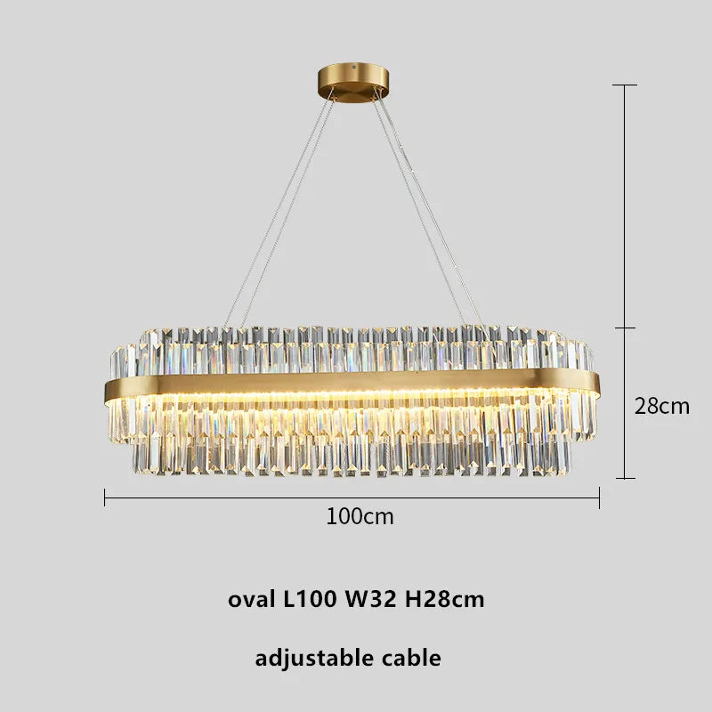 DecorBites™ Gold Metal Crystal Pendant Light - Dimmable LED Hanging Lamp