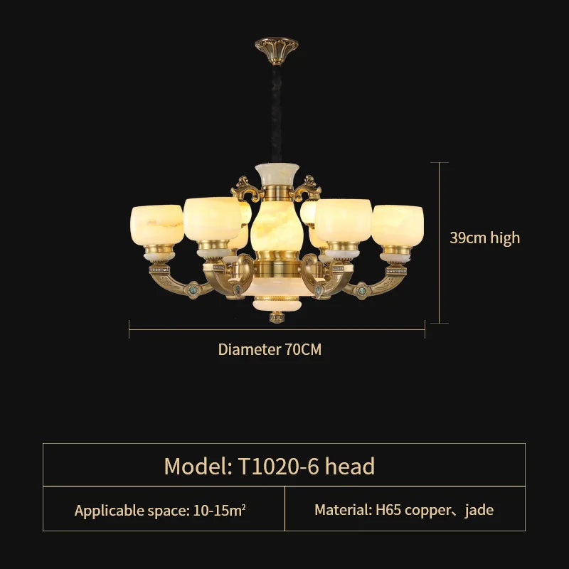 DecorBites™ All Copper Jade Chinese Chandelier: Modern & Simple Living Room Lighting
