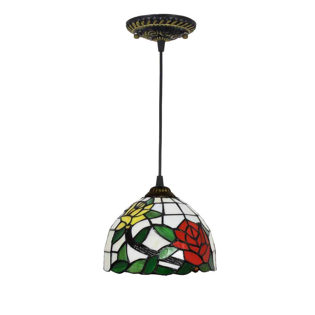 European Stained Glass Pendant Light, 20cm