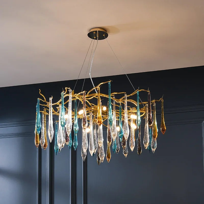DecorBites™ Bird's Nest Crystal LED Chandelier: Modern Bubble Pendant Light for Living Room & Bedroom.