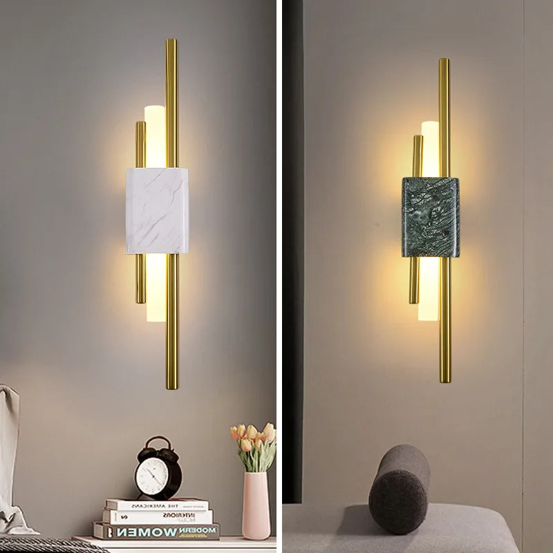 DecorBites™ Green White Marble Wall Lamp - Luxury Golden Decor LED Light