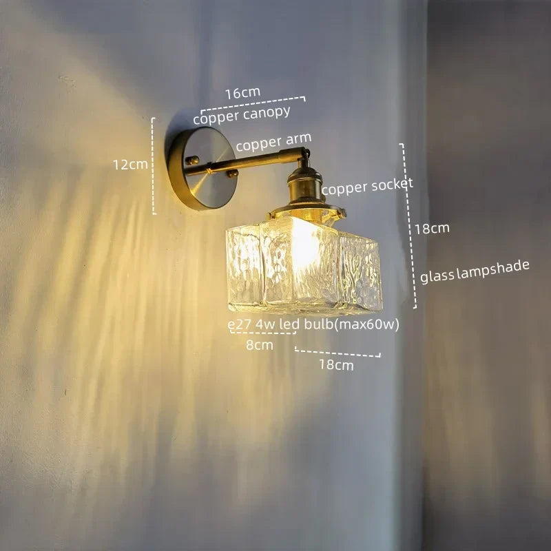 DecorBites™ Glass Copper LED Wall Lamp Modern Corridor Bedside Light