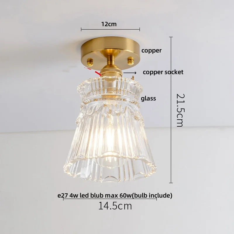 DecorBites™ Glass LED Ceiling Light for Living Room, Modern Copper Canopy, Nordic Style Fixtures