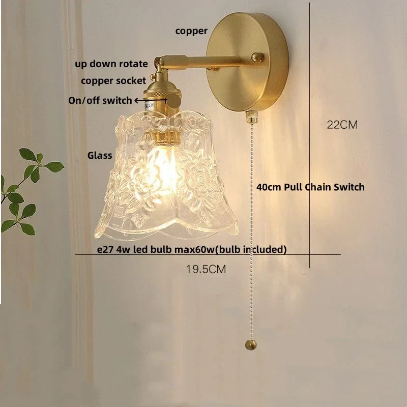 شمعدان حائط نحاسي DecorBites™ LED مع مفتاح سحب، تصميم نورديك
