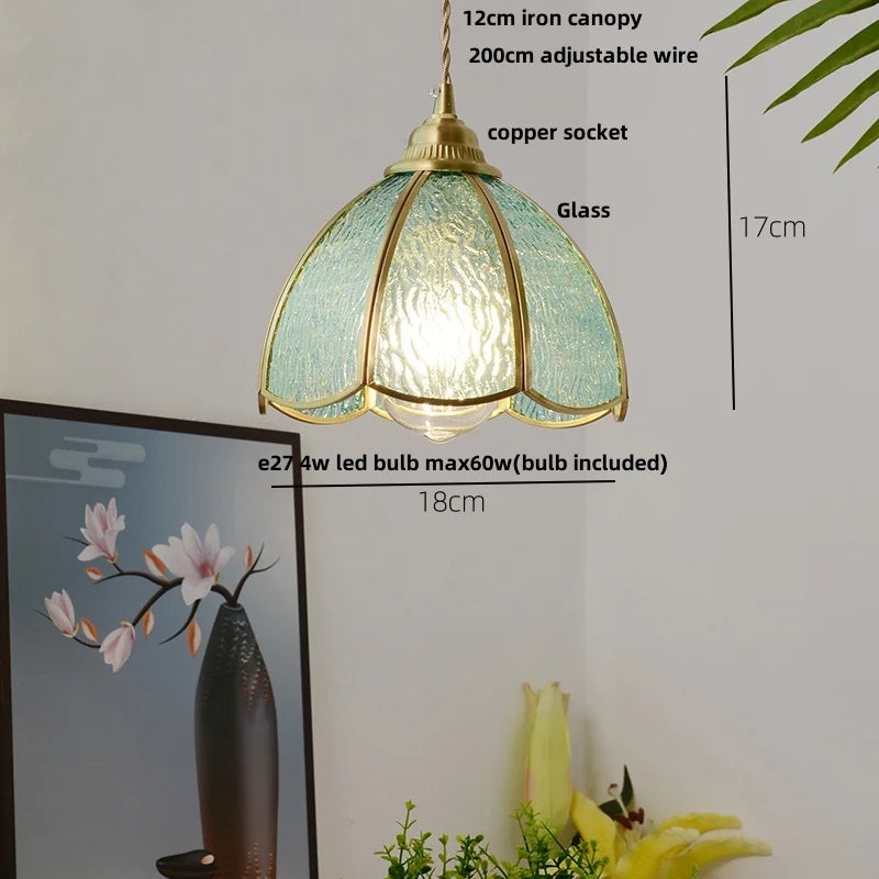 DecorBites™ Blue Glass LED Pendant Lamp - Nordic Modern Hanging Light