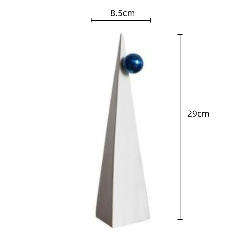 DécorBites™ Ornement Triangle Géométrique Boule Bleue : Figurine Décorative Abstraite