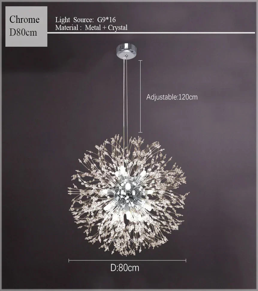 DecorBites™ ثريا الهندباء LED إضاءة كرة كريستال متلألئة للمطاعم وغرف المعيشة