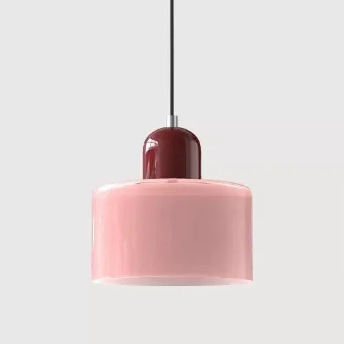 Vintage Stained Glass Mini Pendant Light in Pink Green White