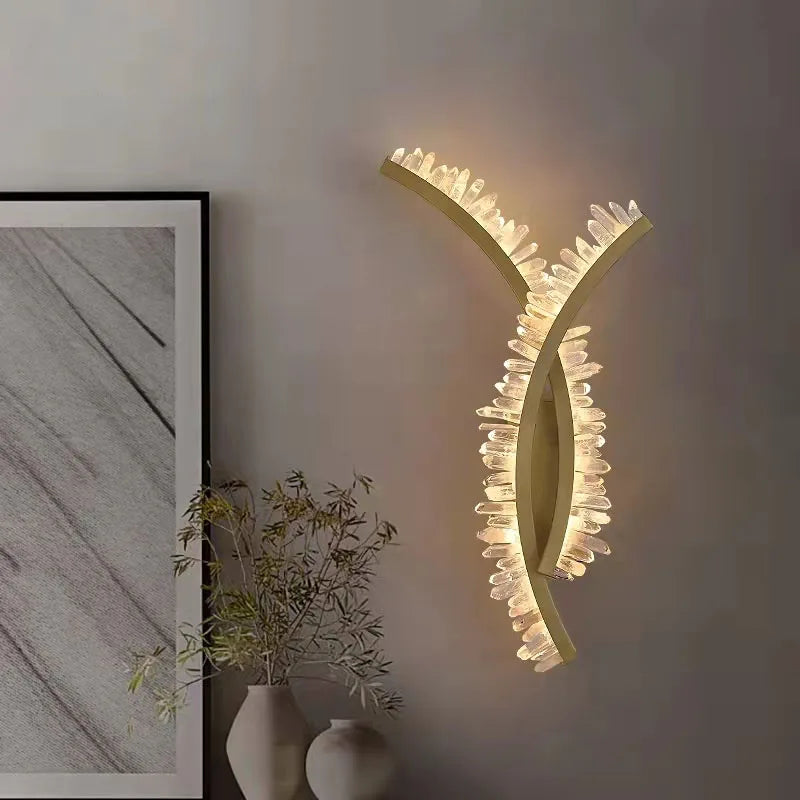 DecorBites™ Crystal Gold Metal Wall Light: Luxury Stainless Steel Sconce for Home Decor