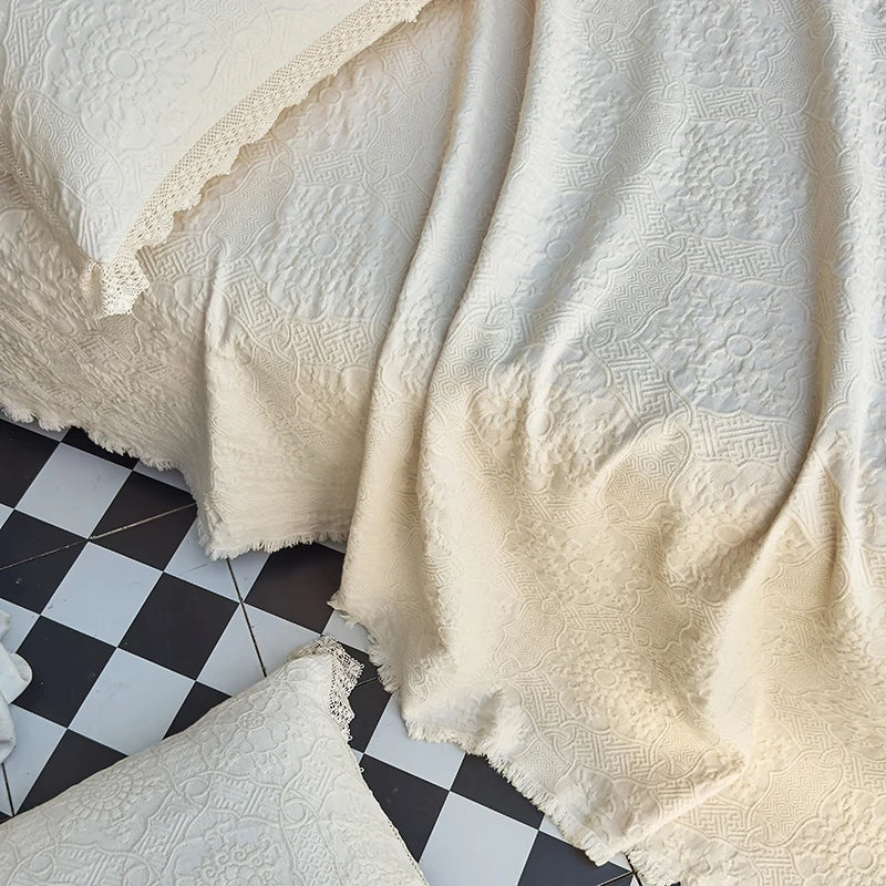 DecorBites™ Cotton Quilted Bedspread Set with Bed Skirt & Pillowcases