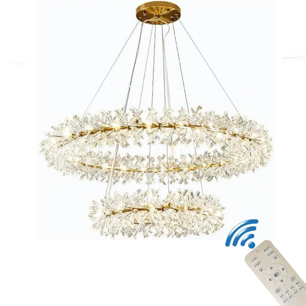 DecorBites™ Crystal LED Chandelier for Home Decor – Modern Hanging Lamp